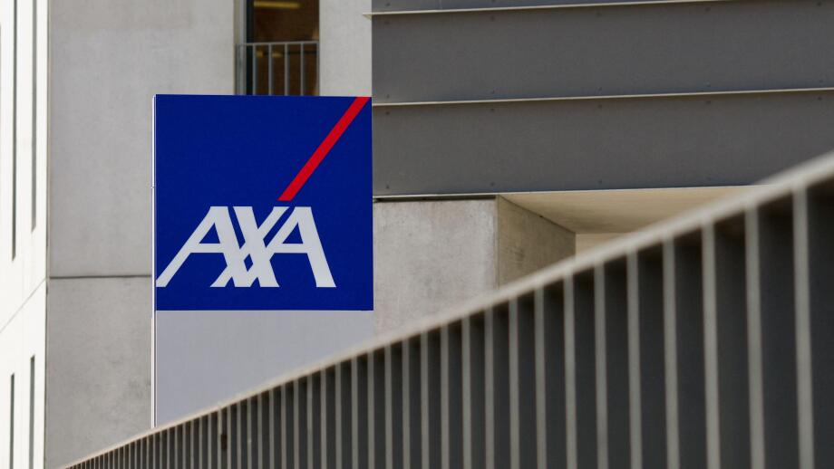 St. Gallen, Switzerland - 14th April 2021 : AXA insurance company sign hanging in front of a office in St. Gallen. AXA is a French multinational insur