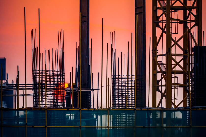 silhouette of construction site