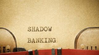Shadow banking text written with a typewriter.