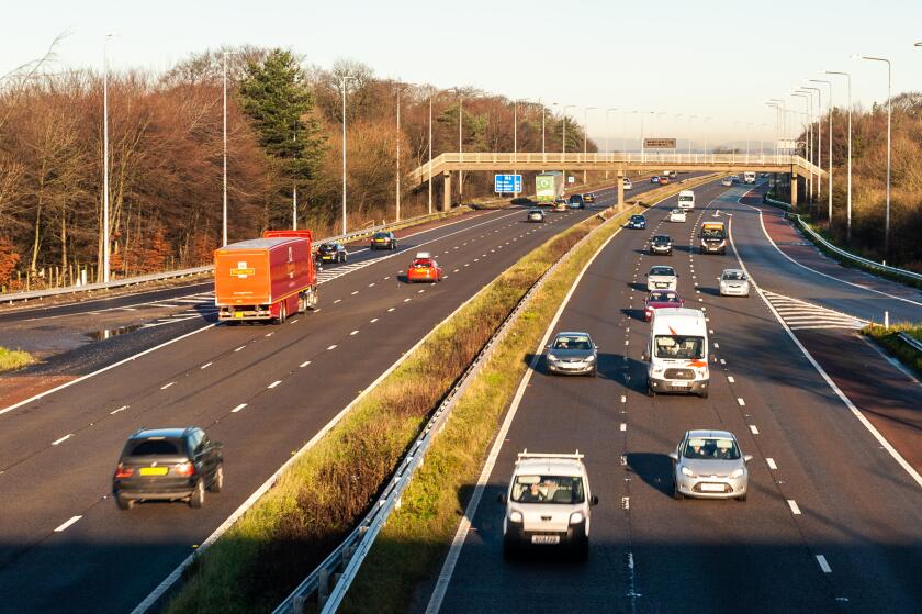 Chorley, UK. 24th Dec, 2018. Cars race up the M6 on the busiest travel day of the year. It is predicted half of Britain's vehicles will be on the road today. Credit: Andy Gibson/Alamy Live News.