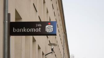 Poznan, Poland - 04.14.2024: Signboard for the location of PKO ATM