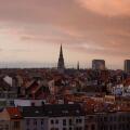 View of sunset in Anderlecht, Belgium