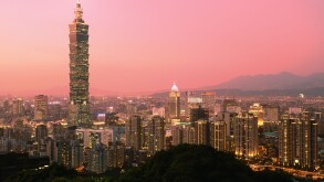 Taipei, Taiwan evening skyline.