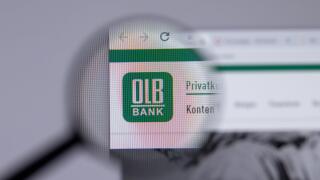 New York, USA - 26 April 2021: OLB Bank Oldenburgische Landesbank company logo close-up on website page, Illustrative Editorial