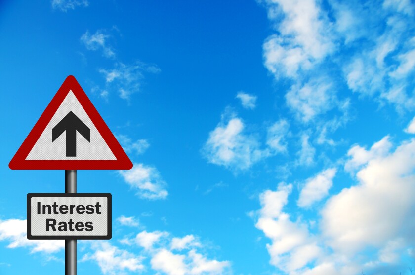 Financial / political concepts series: sky high interest rates.