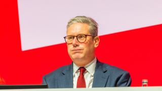 Liverpool, UK. 23 SEP, 2024.  Keir Starmer pulls an exasperated expression on stage at Labour Party Conference.  Credit Milo Chandler/Alamy Live News