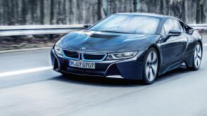 BMW i8 driving scene/ license plate is changed.