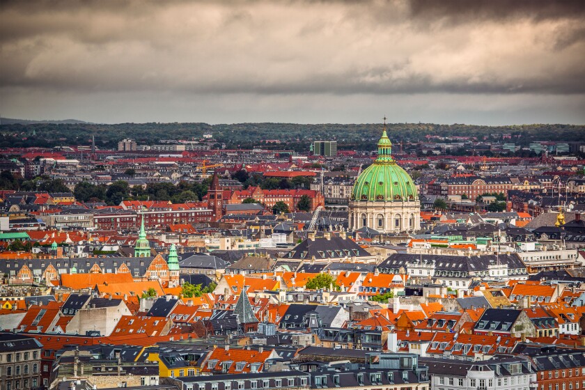 Copenhagen, Denmark cityscape at the Marble Church.