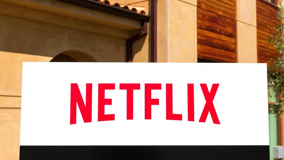 Netflix sign at company headquarters in Silicon Valley. Netflix, Inc. is an American media-services provider and production company - Los Gatos, Calif