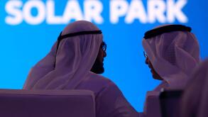 Sheikh Mohammed bin Rashid al-Maktoum, Prime Minister and Vice-President of the United Arab Emirates and ruler of Dubai, and Saeed Al Tayer, Chief Executive Officer of Dubai Electricity and Water Authority (DEWA) attend the groundbreaking ceremony of the 