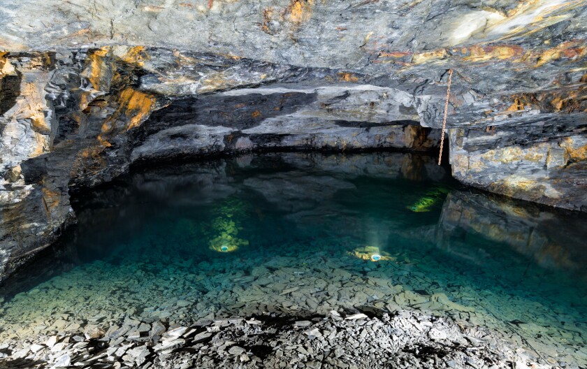 A subterranean lake at Carnglaze Caverns near St Neot in Cornwall