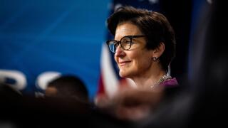 Washington, United States Of America. 06th Oct, 2021. Jane Fraser, CEO of Citi, listens as US President Joe Biden speaks during a meeting in the Eisenhower Executive Office Building in Washington, DC, U.S., on Wednesday, Oct. 6, 2021. BidenEis meeting wit