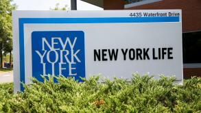 A logo sign outside of a facility occupied by the New York Life Insurance Company in Glen Allen, Virginia on July 19, 2015.
