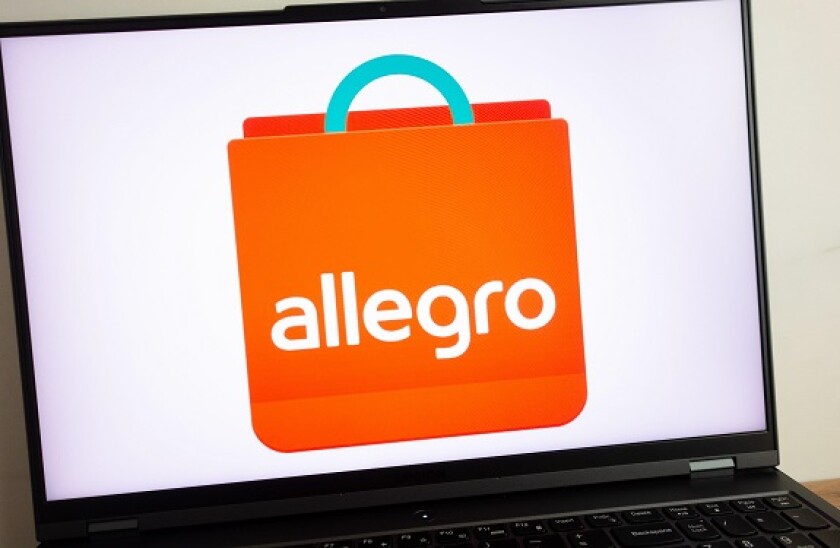 KONSKIE, POLAND - July 19, 2022: Allegro.pl ecommerce company logo displayed on laptop computer screen