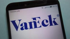 VanEck investment management firm logo on smartphone