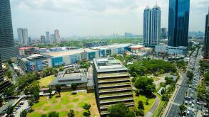 A beautiful view of the Megamall at daytime in Ortigas Center, Mandaluyong, Philippines