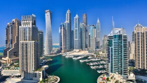United Arab Emirates, UAE, Dubai, City, Dubai Marina, Dubai, architecture, boat, boats, buildings, construction, futuristic, har