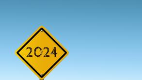 2024 direction sign with Empty copy space, New Year Concept