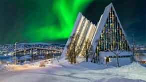 Arctic Sea Cathedral Winter Northern Lights Tromso Norway