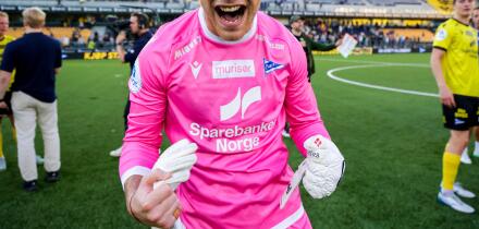 Kristiansand, Norway. 23rd Aug, 2025. Kristiansand 20250823. Start's goalkeeper Jacob Pryts after the 3-1 victory in the 1st division football match between Start and Aalesund at Sparebanken Norge Arena Kristiansand. Photo: Tor Erik Schroder/NTB This text