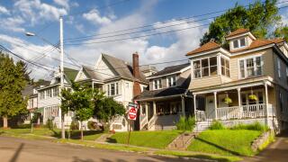 Residential neighborhood on a beautiful summer morning