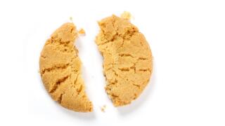 broken cookie isolated on white background , close up.