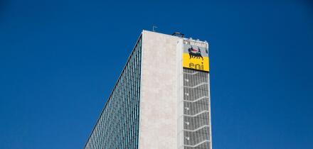 A logo sign outside of the headquarters of Eni S.p.A. in Rome, Italy on September 2, 2016.