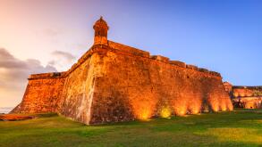 San Juan, Puerto Rico. Fort San Felipe del Morro or Morro Castle at twilight.