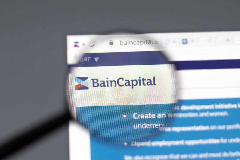 New York, USA - 15 February 2021: Bain Capital website in browser with company logo, Illustrative Editorial