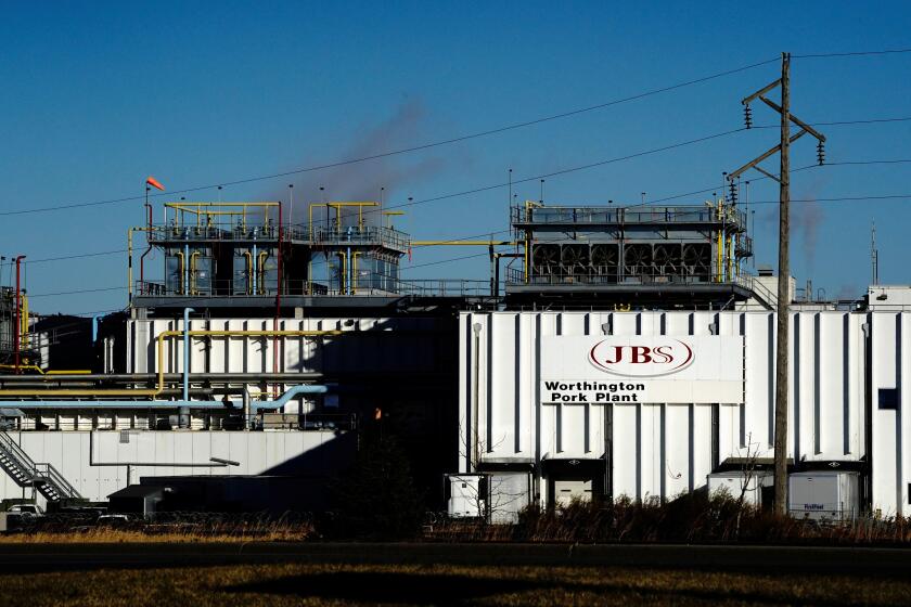 A general view of the JBS USA Worthington pork plant, as the coronavirus disease (COVID-19) outbreak continues in Worthington, Minnesota, U.S., October 28, 2020. REUTERS/Bing Guan