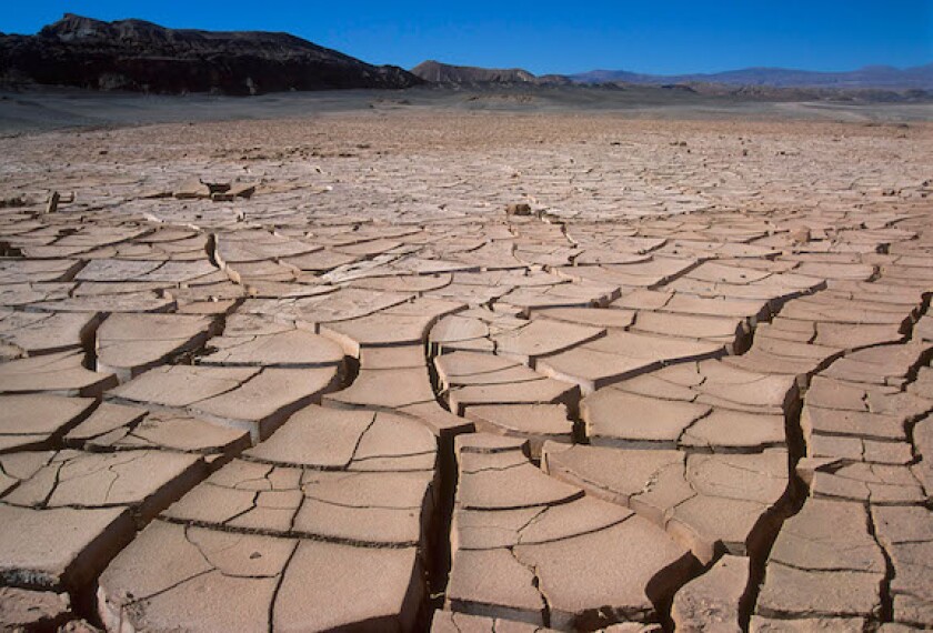 Cracked soil, drought. Atacama Desert, Chile, South America, LatAm, 575