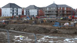 Houses under construction on a new housing development 