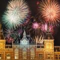 Fireworks above the Amsterdam Centraal, the main downtown metro and train station