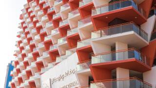 Dubai, UAE - 04.02.2021 - Binghatti crystals residential building.