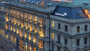 Zurich, Switzerland, Credit Suisse Paradeplatz evening