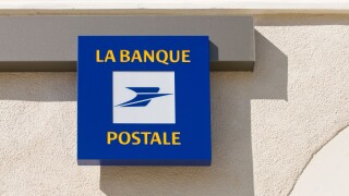 "La Banque Postale" Post Office sign, France.. Image shot 04/2008. Exact date unknown.