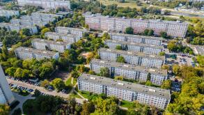 Aerial landscape of Mlodych housing project, Poznan