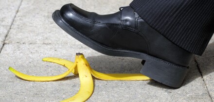 Falling on a banana skin