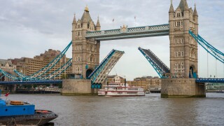 Tower Bridge with the road up, River Thames, City of London, UK
