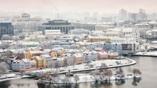 Beautiful winter view of the old town. Minsk. Belarus.