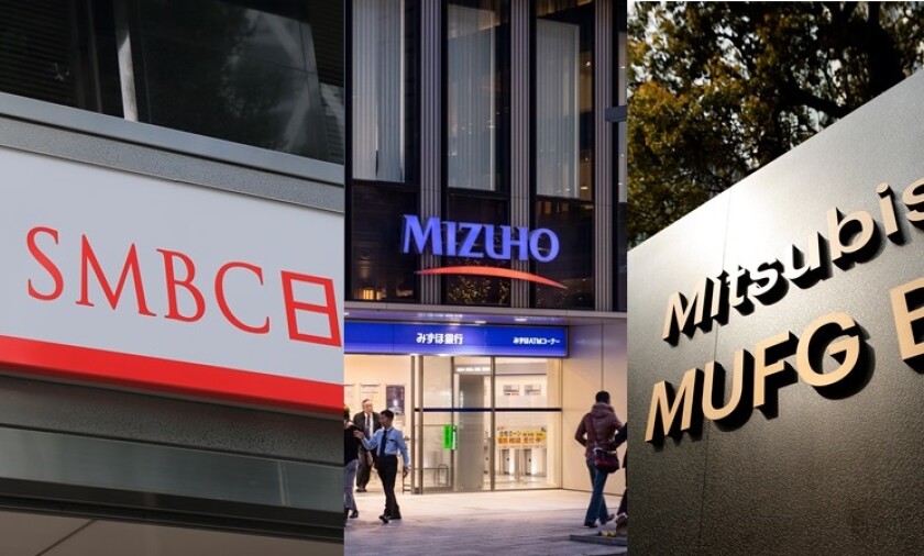 Japanese banks composite of pictures from Alamy 21Mar24