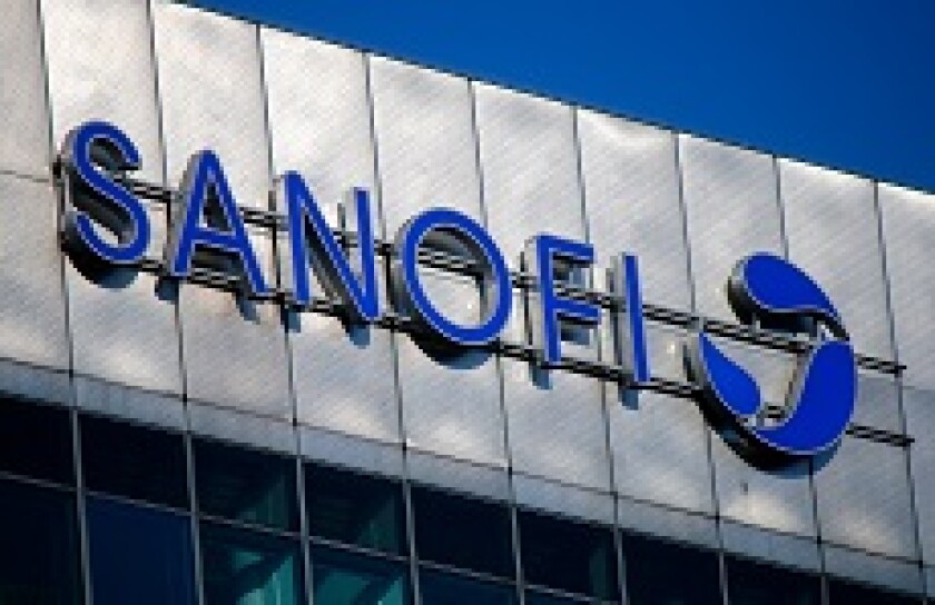 Sanofi logo building from Alamy 230x150