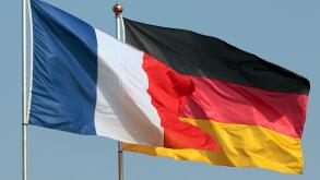 Flags Of France And Germany Blowing In The Wind