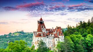 Bran Castle, Romania. Stunning HDR twilight image of Dracula fortress in Transylvania, medieval landmark.