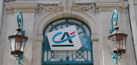 Entrance to the Credit Agricole, Ales, France.. Image shot 10/2008. Exact date unknown.