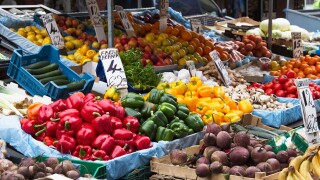Fruits and vegetables at a market stall, Republic of Ireland