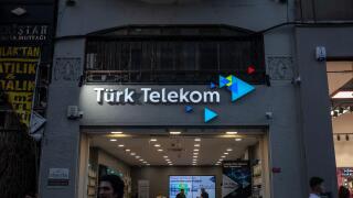 Picture of a sign with the logo of Turk Telekom on their logo on their store for Istanbul in Turkey. Turk Telekom is a state-owned Turkish telecommuni