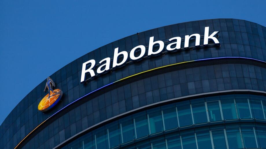 Rabobank logo at the entrance of the headquarters Building.