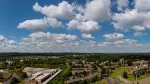 Aerial view of residential neighborhood in the US. housing developmen