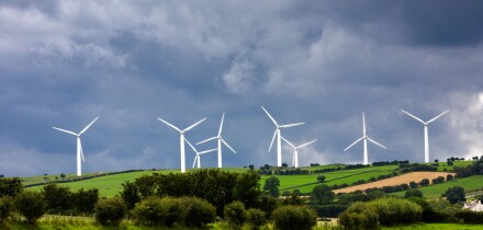 Wind turbine farm at Bothel, Lake District, Cumbria, UK